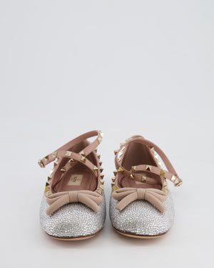 Valentino Crystal-Embellished Rockstud Ballerina Size EU 41 RRP £1,280