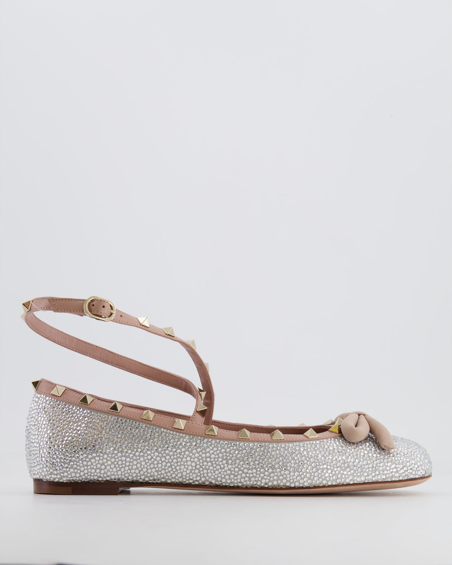 Valentino Crystal-Embellished Rockstud Ballerina Size EU 41 RRP £1,280