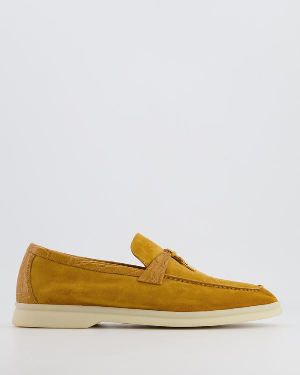 Loro Piana Caramel Summer Charm Loafers with Alligator Inserts Size 41 RRP £1,795
