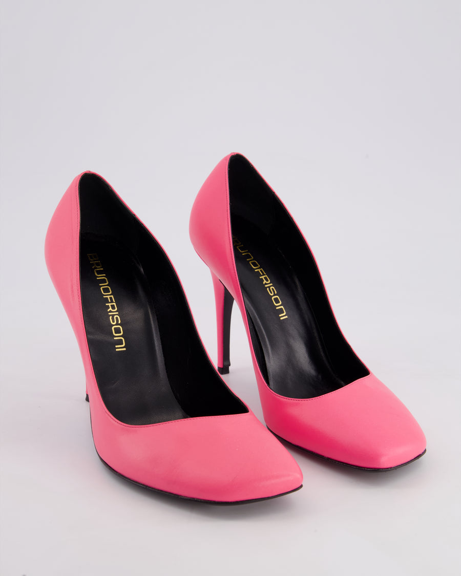 Brunofrisoni Hot Pink Leather Heels with Square Toe Size EU 38.5