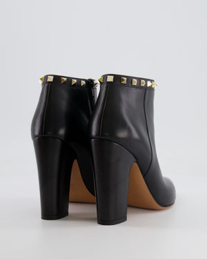 Valentino Black Leather Rockstud Ankle Heeled Boots Size EU 41