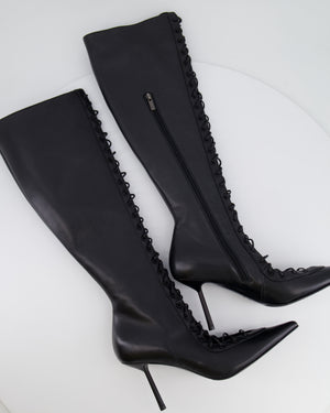 Le Silla Black Leather Laced Up Boots Size EU 41
