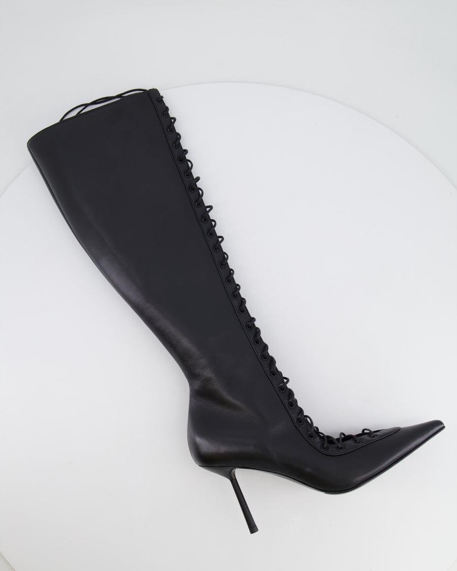 Le Silla Black Leather Laced Up Boots Size EU 41