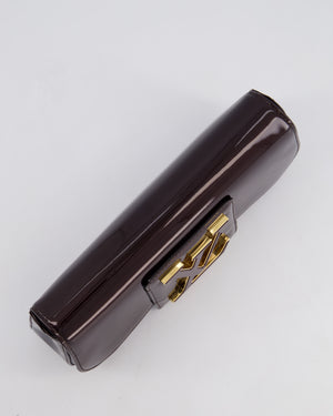 Louis Vuitton Burgundy Sobe Clutch Bag in Amarante Vernis Leather with Monogram Logo and Gold Hardware