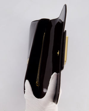 Louis Vuitton Burgundy Sobe Clutch Bag in Amarante Vernis Leather with Monogram Logo and Gold Hardware