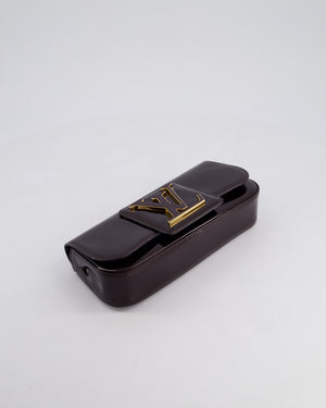 Louis Vuitton Burgundy Sobe Clutch Bag in Amarante Vernis Leather with Monogram Logo and Gold Hardware