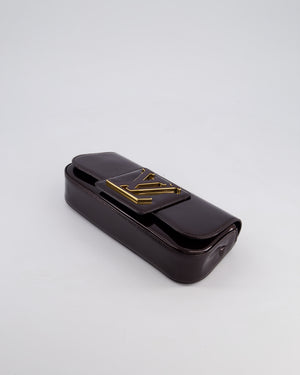Louis Vuitton Burgundy Sobe Clutch Bag in Amarante Vernis Leather with Monogram Logo and Gold Hardware