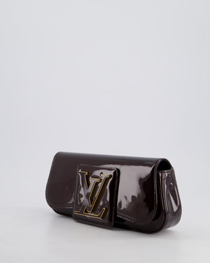 Louis Vuitton Burgundy Sobe Clutch Bag in Amarante Vernis Leather with Monogram Logo and Gold Hardware