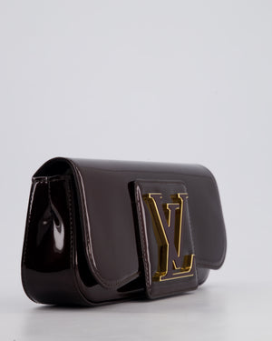 Louis Vuitton Burgundy Sobe Clutch Bag in Amarante Vernis Leather with Monogram Logo and Gold Hardware