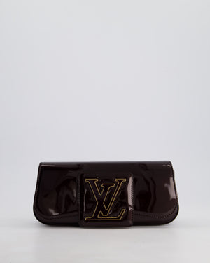 Louis Vuitton Burgundy Sobe Clutch Bag in Amarante Vernis Leather with Monogram Logo and Gold Hardware