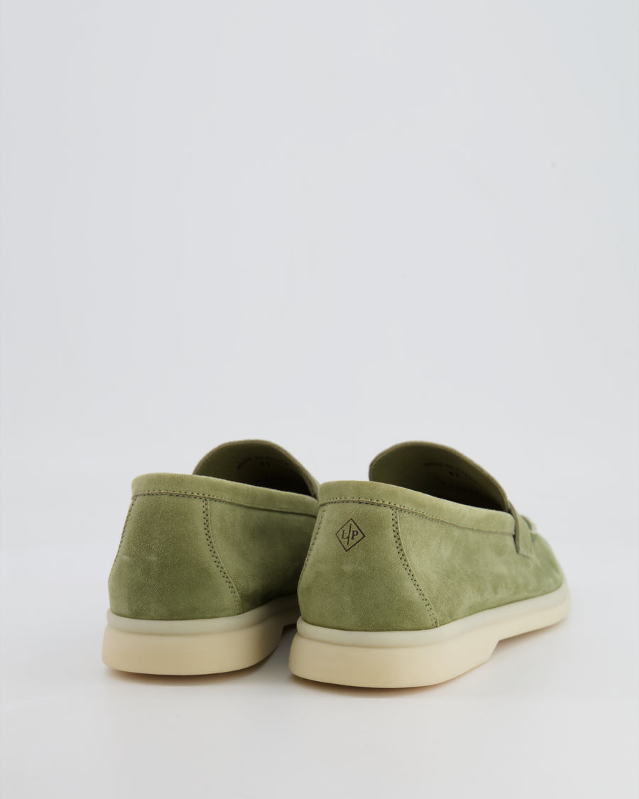 Loro Piana Olive Green Suede Summer Charms Walk Loafers Size 41 RRP £795