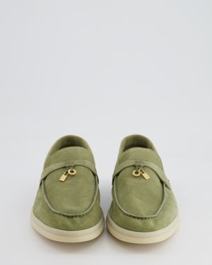 Loro Piana Olive Green Suede Summer Charms Walk Loafers Size 41 RRP £795