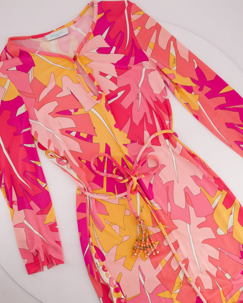 Mod Vintage EMILIO PUCCI 1960s Silk Leather Pink Yellow