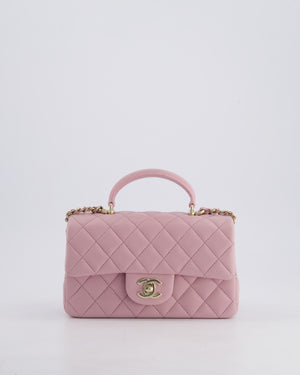 *HOT* Chanel Lilac Mini Rectangular Single Flap Bag in Lambskin Leather with Champagne Gold Hardware
