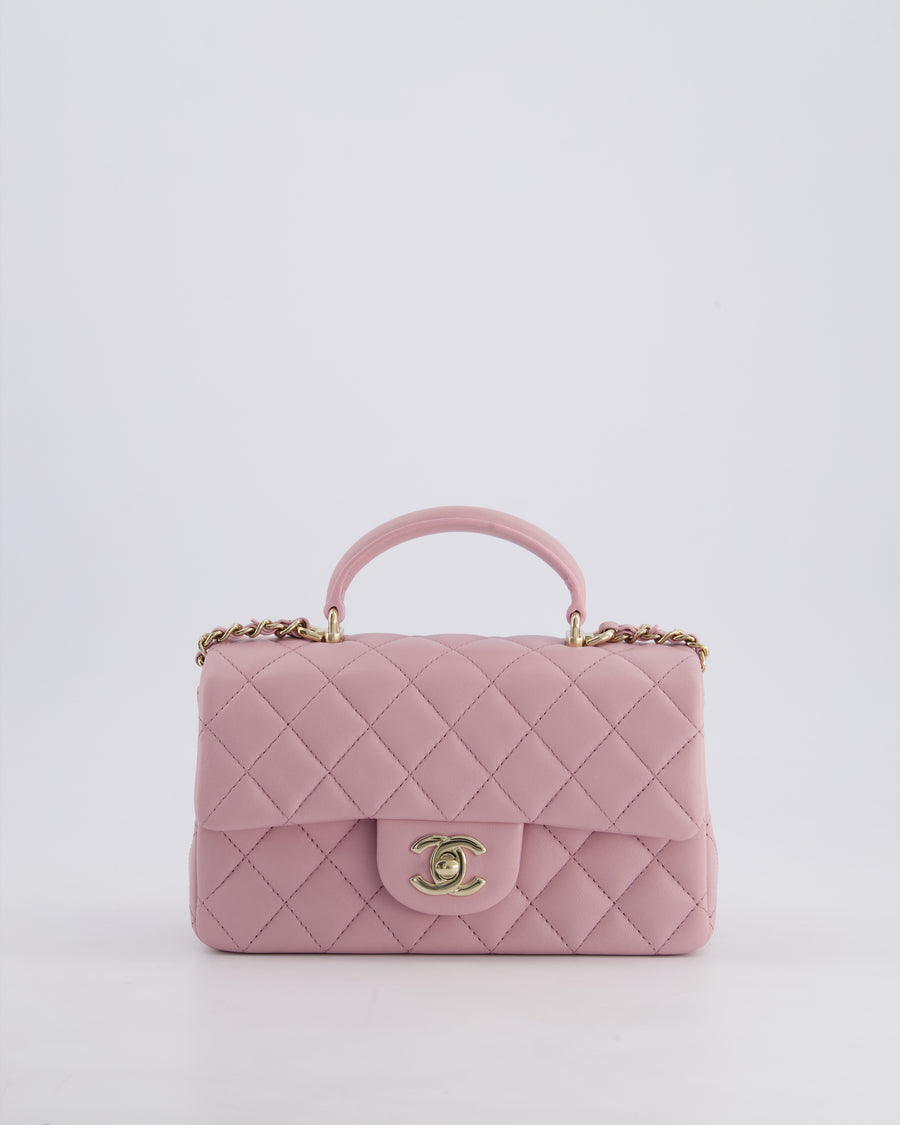 *HOT* Chanel Lilac Mini Rectangular Single Flap Bag in Lambskin Leather with Champagne Gold Hardware