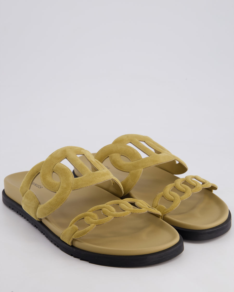 Hermès Extra Sandals in Beige Sable Suede Size EU 41.5