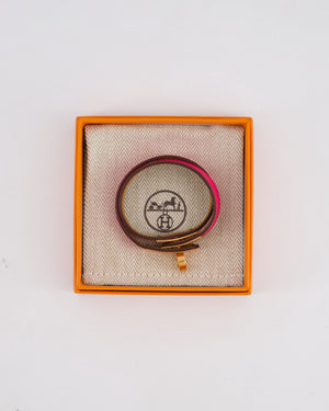 Hermès Kelly Double Tour Bracelet in Rose Shocking with Rose Gold Hardware Size T2