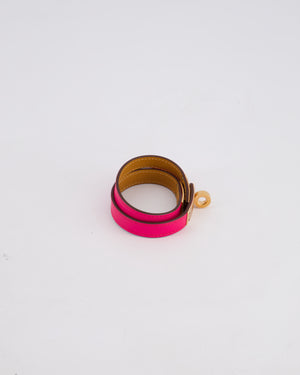 Hermès Kelly Double Tour Bracelet in Rose Shocking with Rose Gold Hardware Size T2