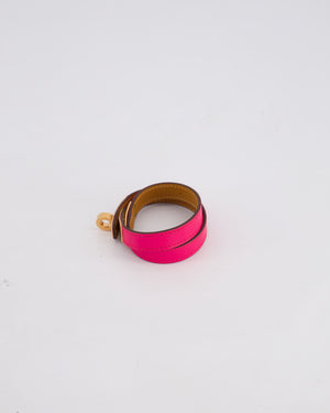 Hermès Kelly Double Tour Bracelet in Rose Shocking with Rose Gold Hardware Size T2