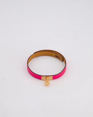 Hermès Kelly Double Tour Bracelet in Rose Shocking with Rose Gold Hardware Size T2