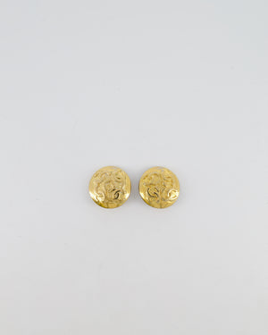 Chanel Vintage Gold Round Clip-On Earrings with CC Logos