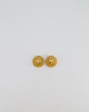 Chanel 96A Vintage Gold Twisted and Black Small Round Clip-On Earrings with CC Logo