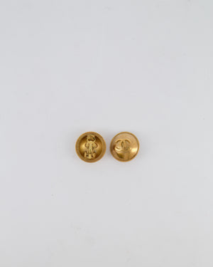Chanel 94A Vintage Dark Gold Round Clip-On Earrings with Gold CC Logo