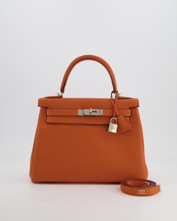 Hermès Kelly 28cm Retourne Bag in Orange Togo Leather with Palladium Hardware