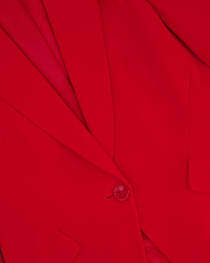 Alexander McQueen Red Blazer Jacket and Matching Trousers Set with Red Button Details Size IT 42/44 (UK 10/12)