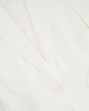Alexander McQueen White Blazer Jacket and Matching Trousers Set with White Button Details Size IT 42/44 (UK 10/12)