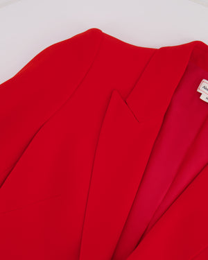Alexander McQueen Red Blazer Jacket and Matching Trousers Set with Red Button Details Size IT 42/44 (UK 10/12)