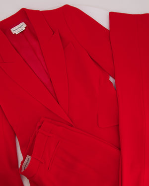 Alexander McQueen Red Blazer Jacket and Matching Trousers Set with Red Button Details Size IT 42/44 (UK 10/12)