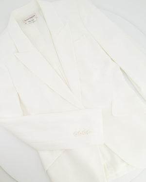 Alexander McQueen White Blazer Jacket and Matching Trousers Set with White Button Details Size IT 42/44 (UK 10/12)