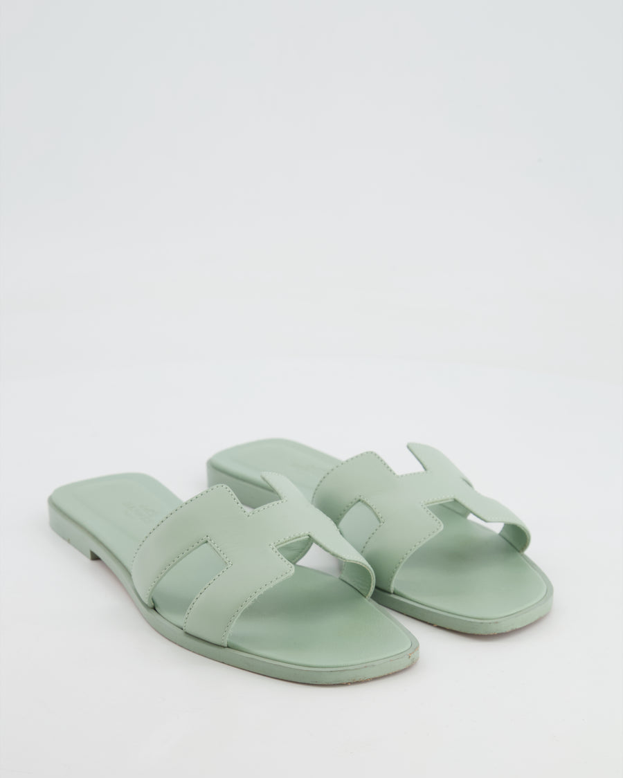 Hermès Vert d'Eau Oran Sandals Size EU 36.5
