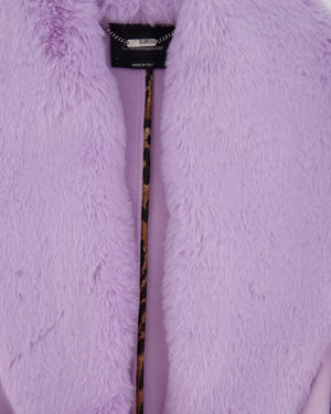 Blumarine Lilac Wool Coat with Detachable Handcuff and Collar Faux Fur Detail IT 42 (UK 10)