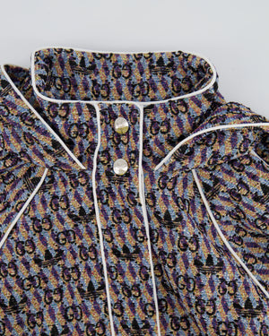 Gucci X Adidas Purple and Yellow Cropped Short Sleeve Hooded Jacket with GG Prints Size IT 42 (UK 10)