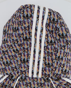 Gucci X Adidas Purple and Yellow Cropped Short Sleeve Hooded Jacket with GG Prints Size IT 42 (UK 10)