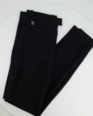 Louis Vuitton Black Split Hem Skinny Trousers with Silver Charm Detail Size FR 40 (UK 12)