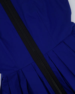 Fendi Electric Blue, Green and Black Zipped Maxi Pleated Dress with Mesh Detailing Size IT 42 (UK 10)
