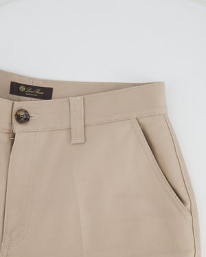 Loro Piana Beige Trousers with Logo Embroidered Detail Size IT 46 (UK 14)