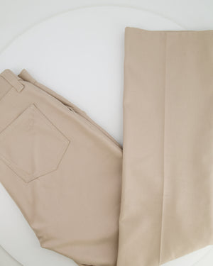 Loro Piana Beige Trousers with Logo Embroidered Detail Size IT 46 (UK 14)