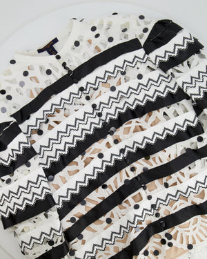 Louis Vuitton Black and White Top with Cut Out and Sequin Details Size FR 40 (UK 12)