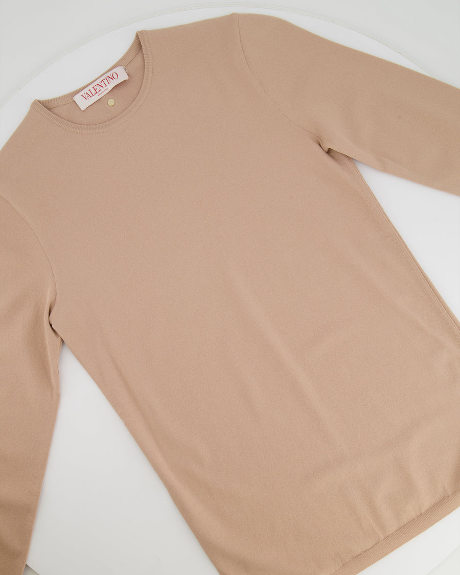 Valentino Blush Pink Long Sleeve Top with Back Stud Detail Size IT 42 (UK 10)
