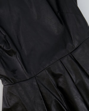 Christian Dior Black Leather Mini Short Sleeve Dress with CD Logo Detail Size FR 38 (UK 10)