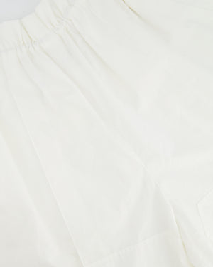 Hermès White Shorts With Ruched Waistband and Drawstring Detail Size FR 36 (UK 8)