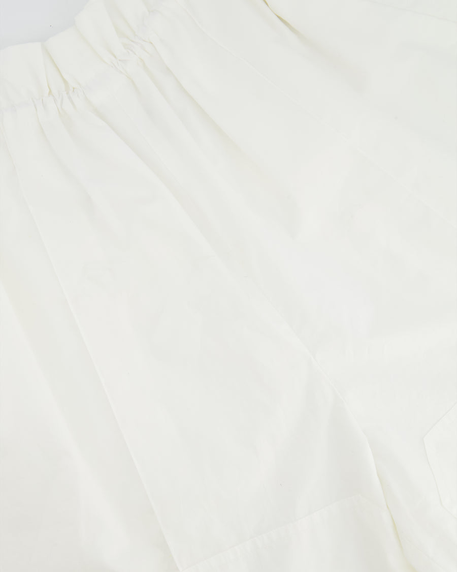 Hermès White Shorts With Ruched Waistband and Drawstring Detail Size FR 36 (UK 8)