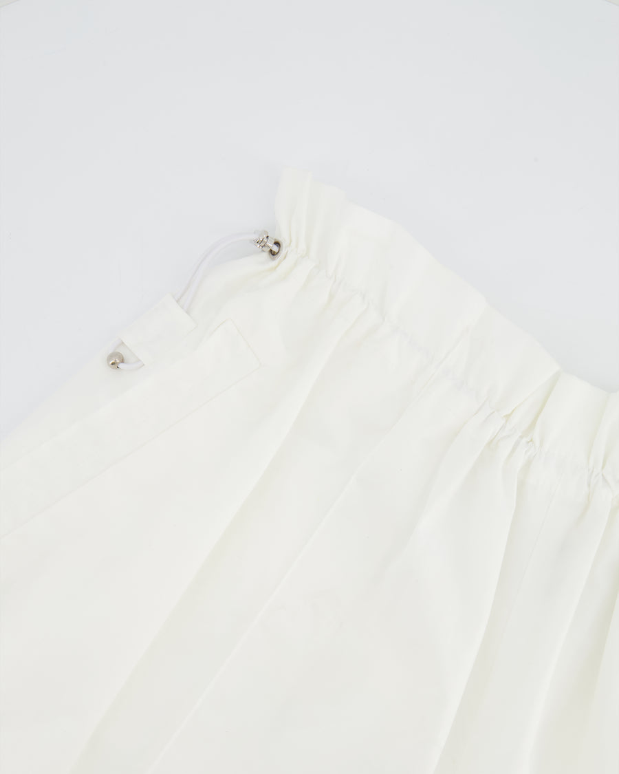 Hermès White Shorts With Ruched Waistband and Drawstring Detail Size FR 36 (UK 8)