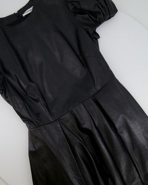 Christian Dior Black Leather Mini Short Sleeve Dress with CD Logo Detail Size FR 38 (UK 10)