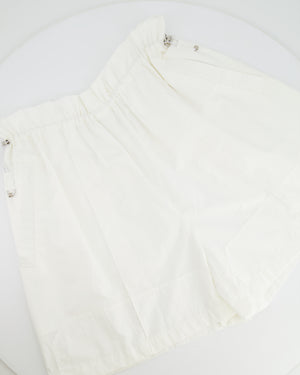 Hermès White Shorts With Ruched Waistband and Drawstring Detail Size FR 36 (UK 8)