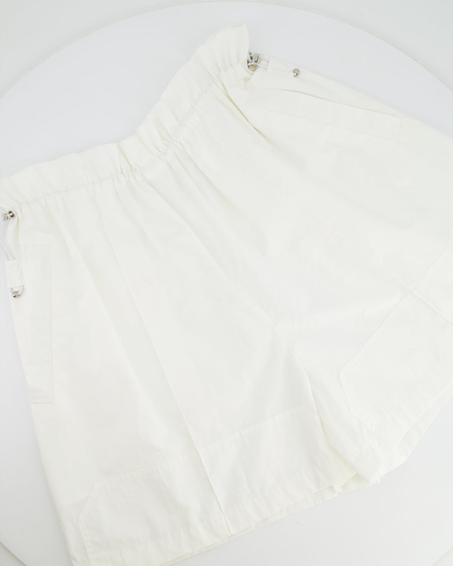 Hermès White Shorts With Ruched Waistband and Drawstring Detail Size FR 36 (UK 8)